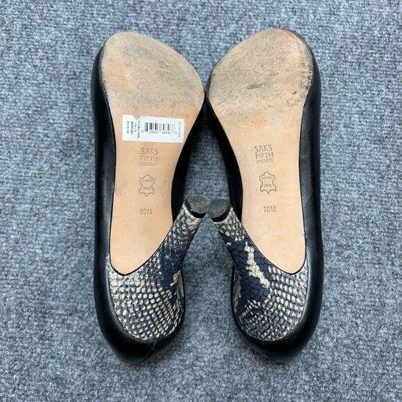 Saks Fifth Selena Black Leather Heels size 10 M - Picture 5 of 8